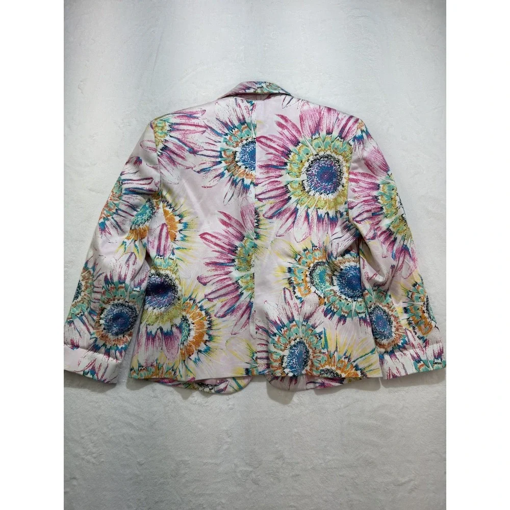Harve Benard Blazer Womens 10 Multicolor Floral One Button Lined Jacket - Picture 6 of 6